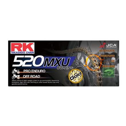 58GB520MXU.036 Chaîne RK Racing Joint Ultra Plats Dorée GB520MXU 036 maillons Chaîne RK Racing Chaine 