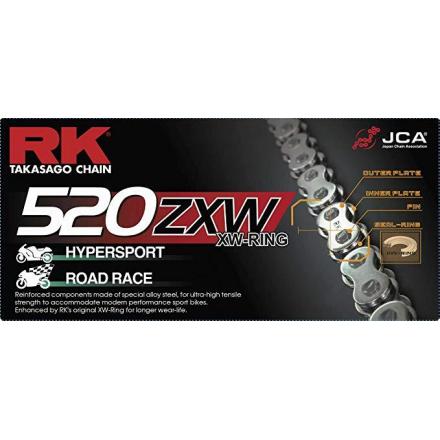 58520ZXW.140 CHAINE RK 520ZXW 140 MAILLONS avec Attache à River. Chaine RK Racing Chaine 