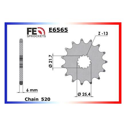 7605.E6565.17 Pignon sortie de boite Yamaha YFZ.450 '04/09 17 520 Pignon FRANCE EQUIPEMENT 