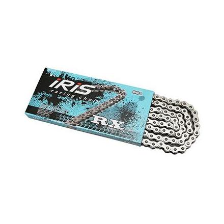 4371 CHAINE MOTO OFF ROAD 420 IRIS RX RACING CHROME-NOIR 134 MAILLONS xxx Info IRIS 