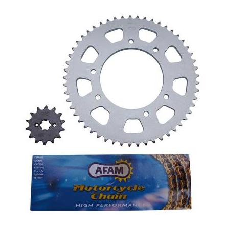 4311 KIT CHAINE ADAPTABLE DERBI 50 SENDA SM DRD RACING 2002>2005 420 14x53 (ALESAGE 102mm) (DEMULTIPLICATION ORIGINE) -AFAM- 