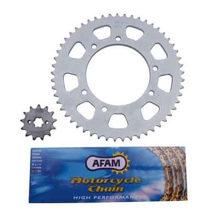 4310 KIT CHAINE ADAPTABLE DERBI 50 SENDA 2000>2001 420 13x53 (ALESAGE 105mm) (DEMULTIPLICATION ORIGINE) -AFAM- xxx Info AFAM 