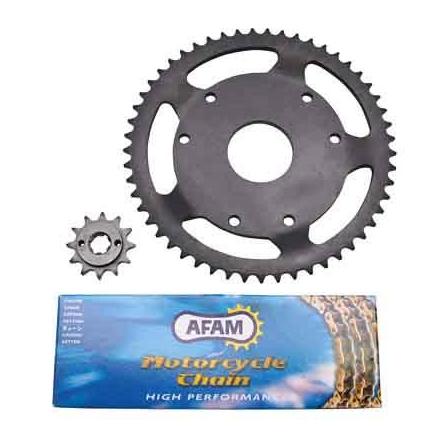 4308 KIT CHAINE ADAPTABLE DERBI 50 SENDA 1997>1999 420 12x53 (ALESAGE 53mm + DEPORT) (DEMULTIPLICATION ORIGINE) -AFAM- xxx In