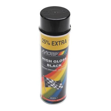 4600 BOMBE DE PEINTURE MOTIP PRO ACRYLIQUE BRILLANT NOIR spray 500ml (04005) xxx Info MOTIP 