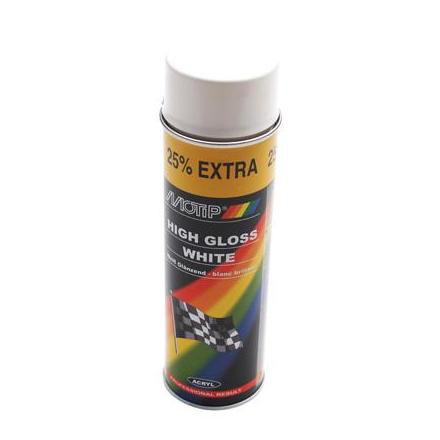 4597 BOMBE DE PEINTURE MOTIP PRO ACRYLIQUE BRILLANT BLANC spray 500ml (04004) xxx Info MOTIP 