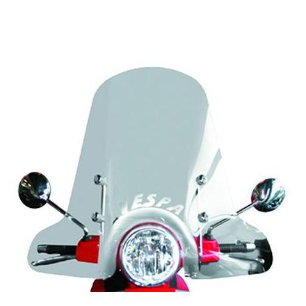 33176 PARE BRISE MAXISCOOTER POUR PIAGGIO 125 VESPA GTS 2005> TRANSPARENT AVEC SERIGRAPHIE FIXATION CHROME (H 730mm - L 725mm) 