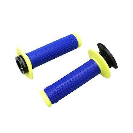 151655 REVETEMENT POIGNEE PROGRIP OFF ROAD 708 TRIPLE DENSITE BLEU ELECTRIQUE-JAUNE FLUO 115mm (AVEC LOCK ON - LIVRER AVEC 5 EMB