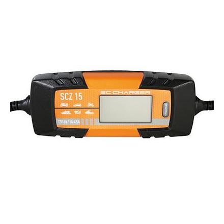 154813 CHARGEUR DE BATTERIE ET MAINTIEN DE CHARGE SC POWER SCZ15 AUTOMATIQUE 6-12V AVEC ECRAN LCD COURANT DE SORTIE 1A à 4.5A (L