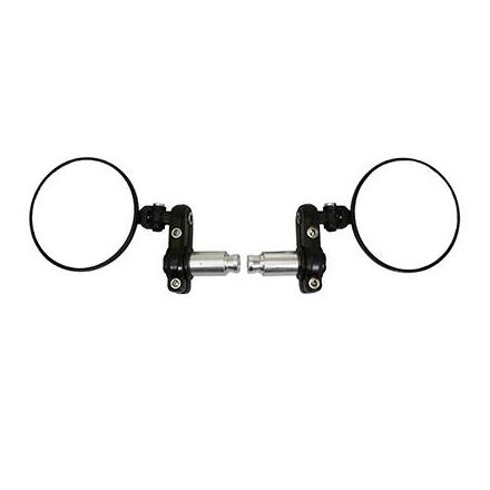 154985 RETROVISEUR MOTO AVOC MILWAUK ROND ALU CNC NOIR 80mm FIXATION EXTREMITE DE GUIDON GAUCHE+DROIT (PAIRE) xxx Info REPLAY 