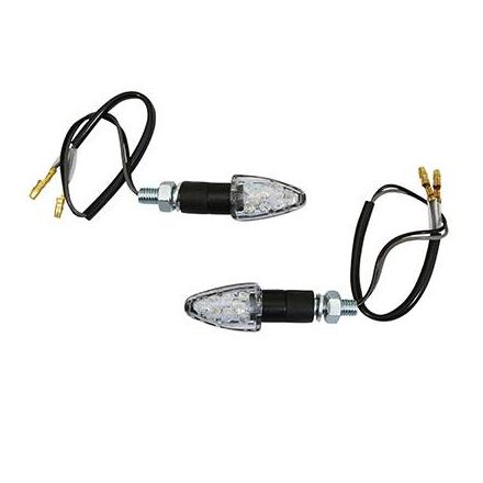 154975 CLIGNOTANT UNIVERSEL MOTO A LEDS AVOC MINI NAGO TRANSPARENT-NOIR 8 LEDS (HOMOLOGUE CE) (PAIRE) xxx Info MALOSSI 