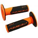 REVETEMENT POIGNEE PROGRIP OFF ROAD 801 DOUBLE DENSITE FLUO DESIGN ORANGE FLUO-NOIR 115mm (PAIRE) (CROSS-MX)