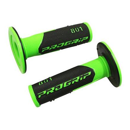 133634 REVETEMENT POIGNEE PROGRIP OFF ROAD 801 DOUBLE DENSITE FLUO DESIGN VERT FLUO-NOIR 115mm (PAIRE) (CROSS-MX) xxx Info PROGR