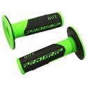 REVETEMENT POIGNEE PROGRIP OFF ROAD 801 DOUBLE DENSITE FLUO DESIGN VERT FLUO-NOIR 115mm (PAIRE) (CROSS-MX)