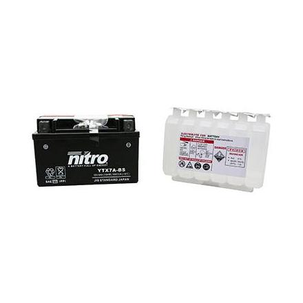 125745 BATTERIE 12V 6 Ah YTX7A-BS NITRO SANS ENTRETIEN LIVREE AVEC PACK ACIDE (Lg150xL87xH93) NITRO BATTERIES