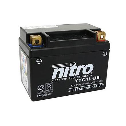 125742 BATTERIE 12V 4 Ah YTC4L-BS NITRO SANS ENTRETIEN GEL PRET A L'EMPLOI (Lg120xL71xH91) NITRO BATTERIES