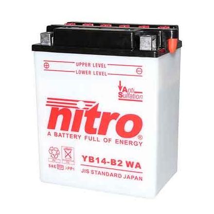 125790 BATTERIE 12V 14Ah YB14-B2 NITRO AVEC ENTRETIEN (Lg134xL89xH164) NITRO BATTERIES