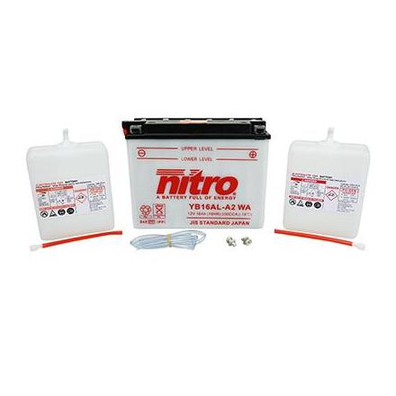 125786 BATTERIE 12V 16Ah YB16AL-A2 NITRO AVEC ENTRETIEN (Lg207x71,5x164) NITRO BATTERIES