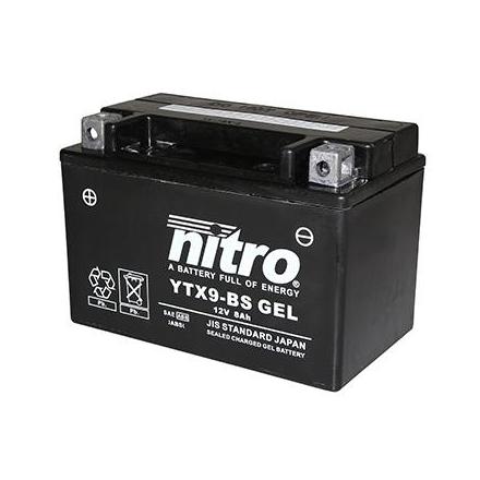 125774 BATTERIE 12V 8 Ah YTX9-BS GEL NITRO SANS ENTRETIEN GEL PRET A L'EMPLOI (Lg150xL86xH105) NITRO BATTERIES