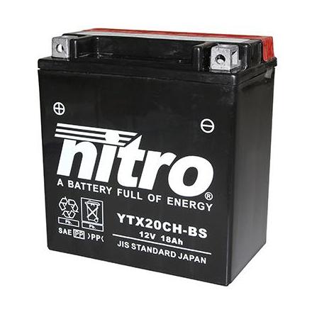 125778 BATTERIE 12V 18Ah YTX20CH-BS NITRO SANS ENTRETIEN AVEC PACK ACIDE NITRO BATTERIES