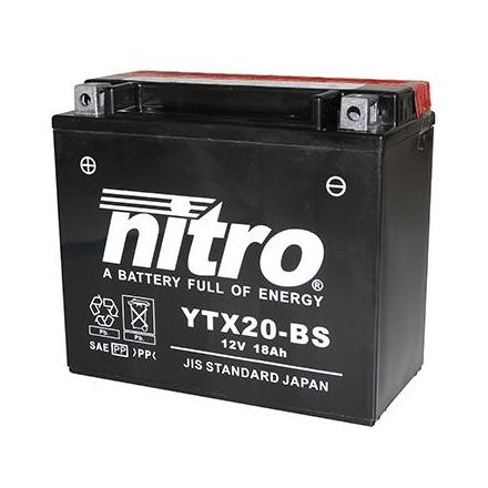 125783 BATTERIE 12V 18Ah YTX20-BS NITRO SANS ENTRETIEN LIVREE AVEC PACK ACIDE (Lg175xL87xH155) NITRO BATTERIES