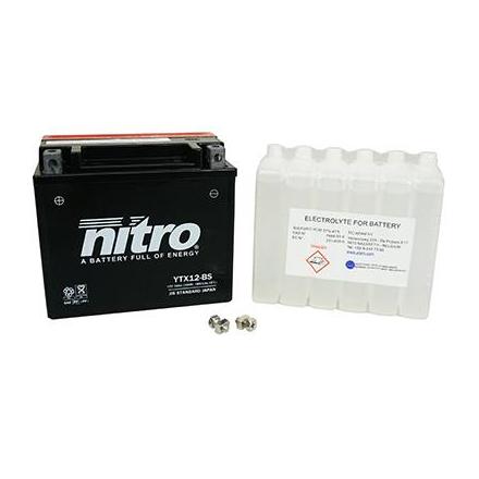 125750 BATTERIE 12V 10Ah YTX12BS NITRO SANS ENTRETIEN LIVREE AVEC PACK ACIDE (Lg151xL87xH130) NITRO BATTERIES