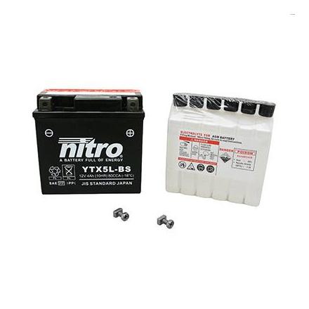 125748 BATTERIE 12V 4 Ah YTX5L-BS NITRO SANS ENTRETIEN LIVREE AVEC PACK ACIDE (Lg114xL70xH105) NITRO BATTERIES