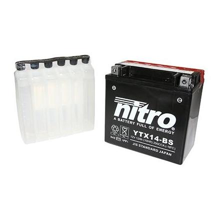 125753 BATTERIE 12V 12Ah YTX14-BS NITRO SANS ENTRETIEN LIVREE AVEC PACK ACIDE (Lg150xL87xH146) NITRO BATTERIES