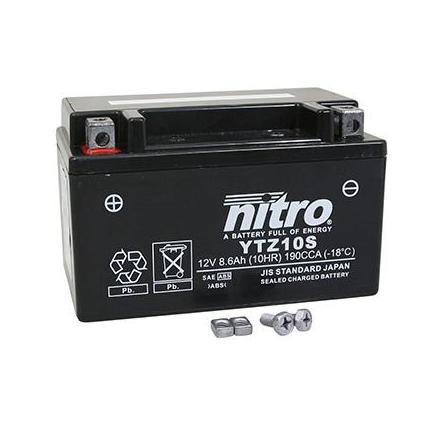 125755 BATTERIE 12V 8,6 Ah YTZ10S NITRO SANS ENTRETIEN GEL PRET A L'EMPLOI (Lg151xL87xH94) NITRO BATTERIES