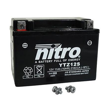 125767 BATTERIE 12V 11 Ah YTZ12S NITRO SANS ENTRETIEN GEL PRET A L'EMPLOI (Lg151xL87xH110) NITRO BATTERIES