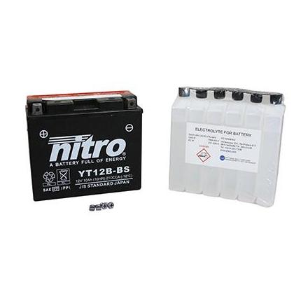 125766 BATTERIE 12V 10Ah YT12B-BS NITRO SANS ENTRETIEN LIVREE AVEC PACK ACIDE (Lg150xL69xH130) NITRO BATTERIES