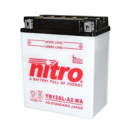 125763 BATTERIE 12V 12Ah YB12AL-A2 NITRO AVEC ENTRETIEN (Lg134xL80xH160) NITRO BATTERIES