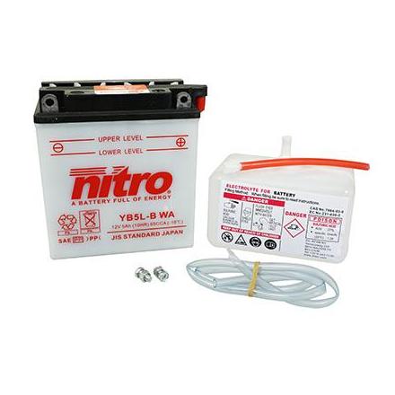 125761 BATTERIE 12V 5 Ah YB5LB NITRO AVEC ENTRETIEN (Lg120xL62xH129) NITRO BATTERIES