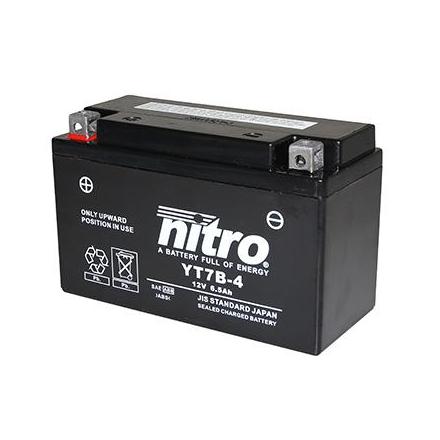 125764 BATTERIE 12V 6,5 Ah YT7B-4 NITRO SANS ENTRETIEN GEL PRET A L'EMPLOI (Lg150xL65xH93) NITRO BATTERIES