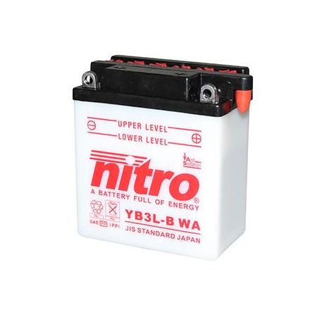 125770 BATTERIE 12V 3 Ah YB3L-B NITRO AVEC ENTRETIEN (Lg98xL56xH111) NITRO BATTERIES