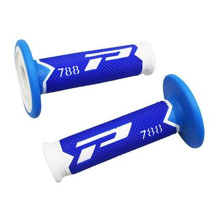 143774 REVETEMENT POIGNEE PROGRIP OFF ROAD 788 TRIPLE DENSITE SPECIAL EDITION BLANC-BLEU-BLEU LIGHT 115mm (PAIRE) (CROSS-MX) xxx