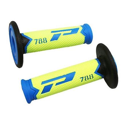 143768 REVETEMENT POIGNEE PROGRIP OFF ROAD 788 TRIPLE DENSITE SPECIAL EDITION FLUO DESIGN BLEU LIGHT-JAUNE FLUO-NOIR 115mm (PAIR