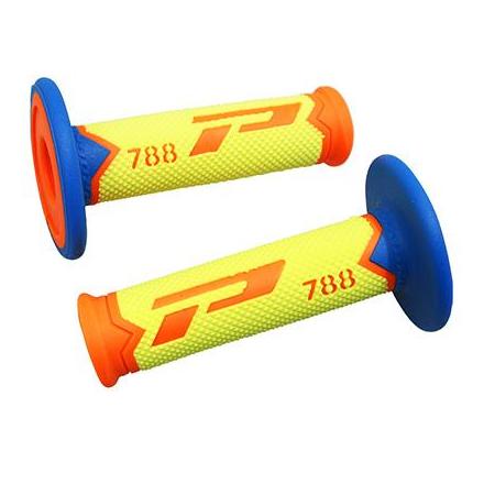 143769 REVETEMENT POIGNEE PROGRIP OFF ROAD 788 TRIPLE DENSITE SPECIAL EDITION FLUO DESIGN ORANGE FLUO-JAUNE FLUO-BLEU LIGHT 115m