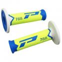 REVETEMENT POIGNEE PROGRIP OFF ROAD 788 TRIPLE DENSITE SPECIAL EDITION FLUO DESIGN BLEU LIGHT-JAUNE FLUO-BLANC 115mm (PAIRE) (CR