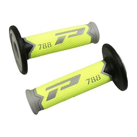 143649 REVETEMENT POIGNEE PROGRIP OFF ROAD 788 TRIPLE DENSITE SPECIAL EDITION FLUO DESIGN GRIS-JAUNE FLUO-NOIR 115mm (PAIRE) (CR