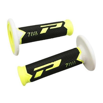 143650 REVETEMENT POIGNEE PROGRIP OFF ROAD 788 TRIPLE DENSITE SPECIAL EDITION FLUO DESIGN FLUO JAUNE FLUO-NOIR-BLANC 115mm (PAIR