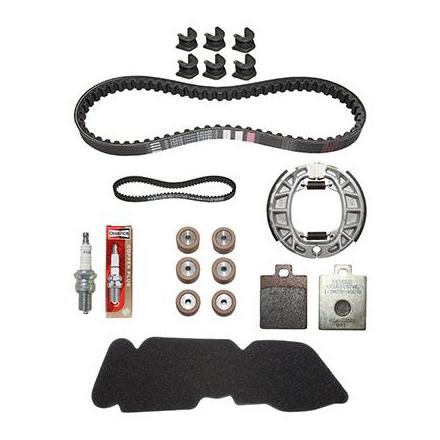 157059 KIT ENTRETIEN SCOOT ORIGINE PIAGGIO 50 ZIP 2T 2000>, VESPA 50 LX 2T 2005> (AVEC GUIDES VARIATEUR) -1R000400- xxx Info PI