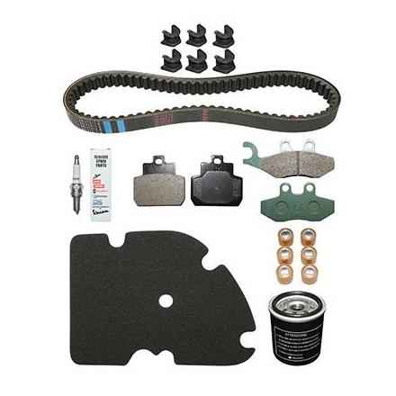 157106 KIT ENTRETIEN MAXISCOOTER ORIGINE PIAGGIO 125 X-EVO 2007>, X8 2004>2006 (AVEC GUIDES VARIATEUR) (AVEC PLAQUETTES AR HENGT