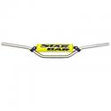 GUIDON MOTO STAR BAR CROSS MX-ENDURO ALU 2014 T6 DIAM 22,2mm L800mm H86mm ARGENT AVEC BARRE DE RENFORT-MOUSSE JAUNE