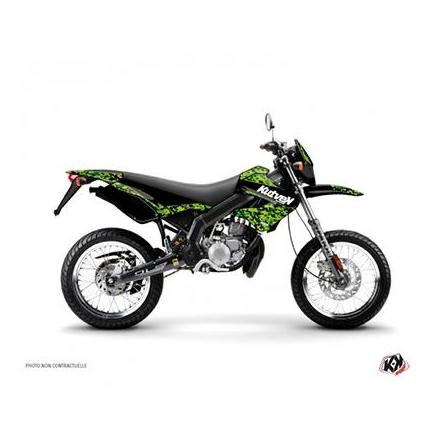 158870 KIT DECO AUTOCOLLANT-STICKER 50 A BOITE PREDATOR NOIR-VERT POUR DERBI 50 XTREME, XRACE 2005>2009 -KUTVEK- xxx Info TUCAN