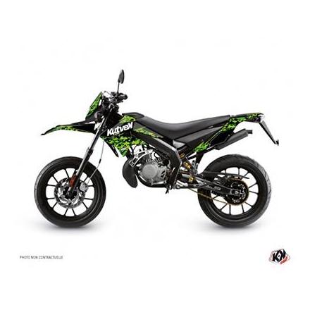 158869 KIT DECO AUTOCOLLANT-STICKER 50 A BOITE PREDATOR NOIR-VERT POUR DERBI 50 DRD XTREME 2010>2017 -KUTVEK- xxx Info TUCANO U