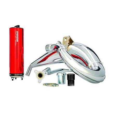 159141 POT 50 A BOITE VOCA CROSS CHROMED POUR DERBI 50 SENDA, SENDA DRD-APRILIA 50 RX, SX (PASSAGE HAUT - SILENCIEUX ALU ROUGE) 