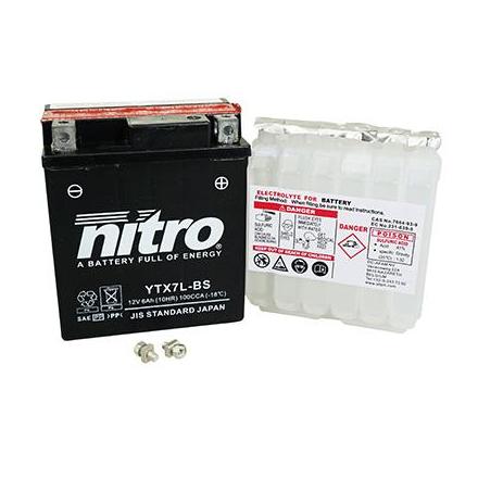 159468 BATTERIE 12V 6 Ah YTX7LBS NITRO SANS ENTRETIEN (Lg114xL71xH131) NITRO BATTERIES