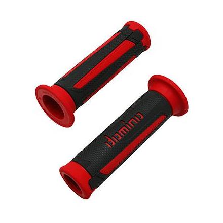 150512 REVETEMENT POIGNEE DOMINO ROAD-MAXISCOOTER A350 OPEN END GRIS ANTHRACITE-ROUGE (120 mm) (PAIRE) -DOMINO ORIGINE- xxx Inf
