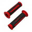 REVETEMENT POIGNEE DOMINO ON ROAD-MAXISCOOTER A350 GRIS ANTHRACITE-ROUGE 120 mm OPEN END (PAIRE) -DOMINO ORIGINE-