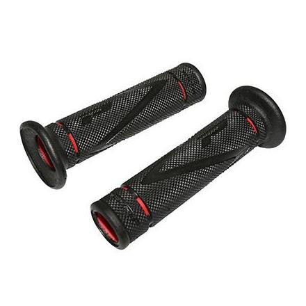 147771 REVETEMENT POIGNEE PROGRIP ON ROAD 838 DOUBLE DENSITE OPEN END NOIR-ROUGE 122mm (PAIRE) (ROUTE) xxx Info PROGRIP 